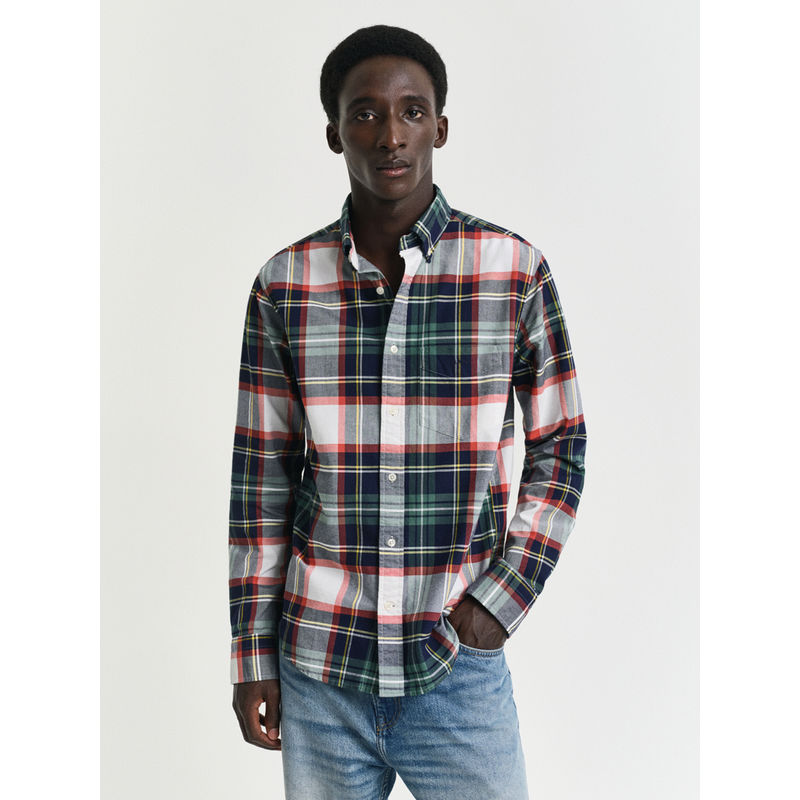 GANT Men Red Button-Down Collar Full Sleeves Archive Oxford Shirt (L)