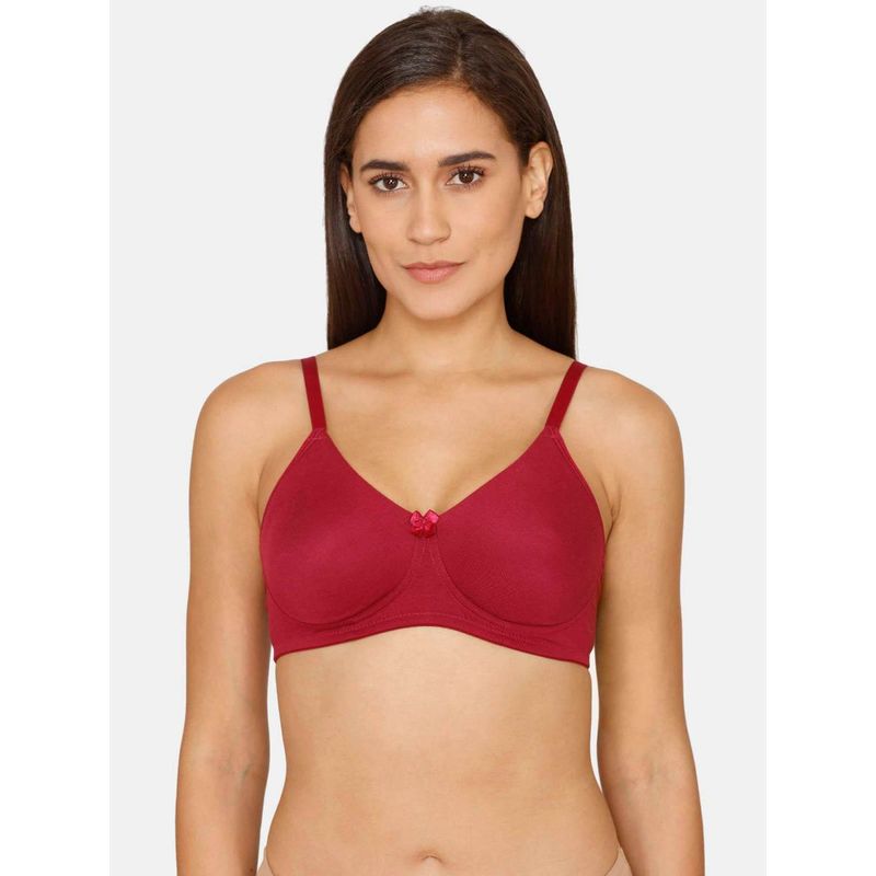 Zivame Beautiful Basics Non-Wired 3-4th Coverage T-Shirt Bra - Beet Red Red  (36C)