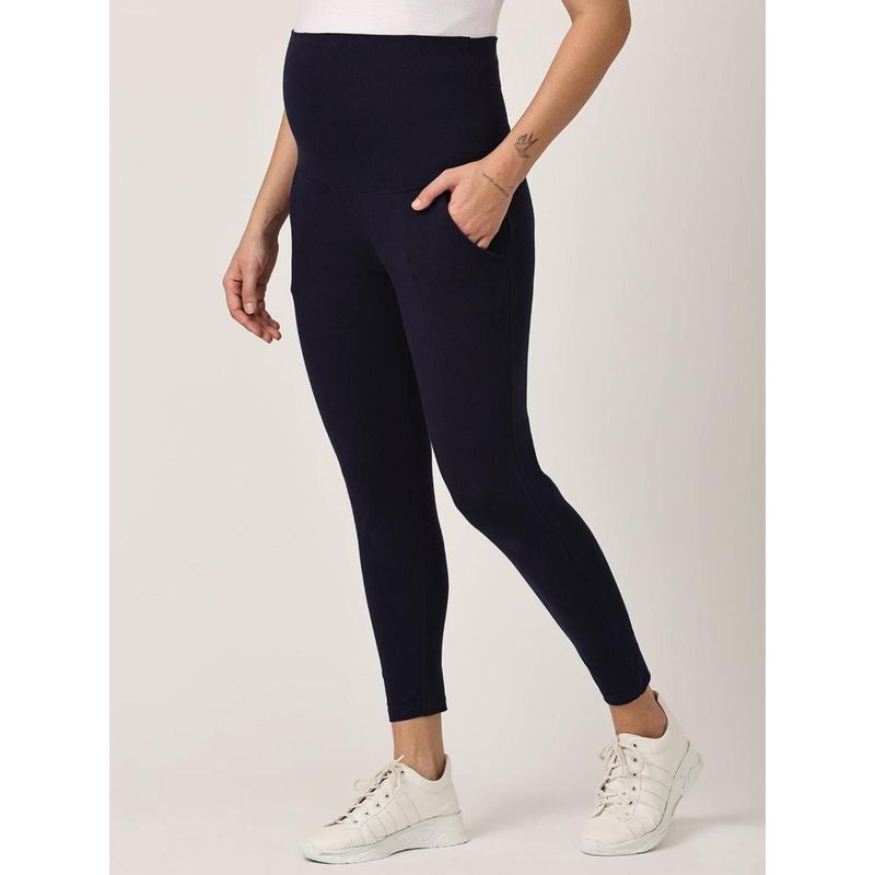 The Mom Store Comfy Maternity Leggings Navy Blue (L)