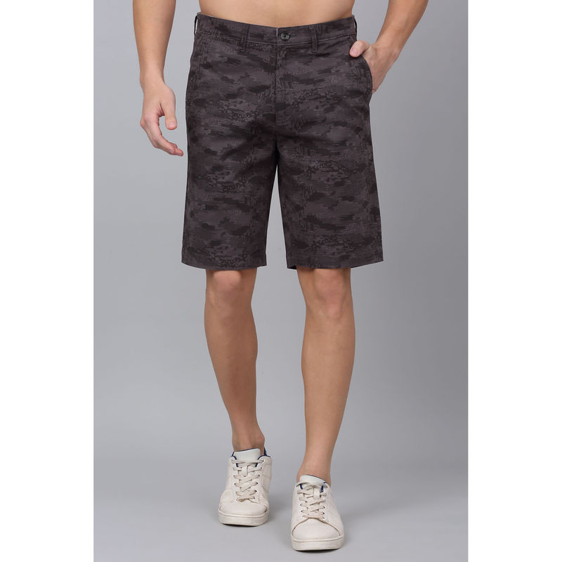 Cantabil Men Grey Solid Cotton Shorts (32)