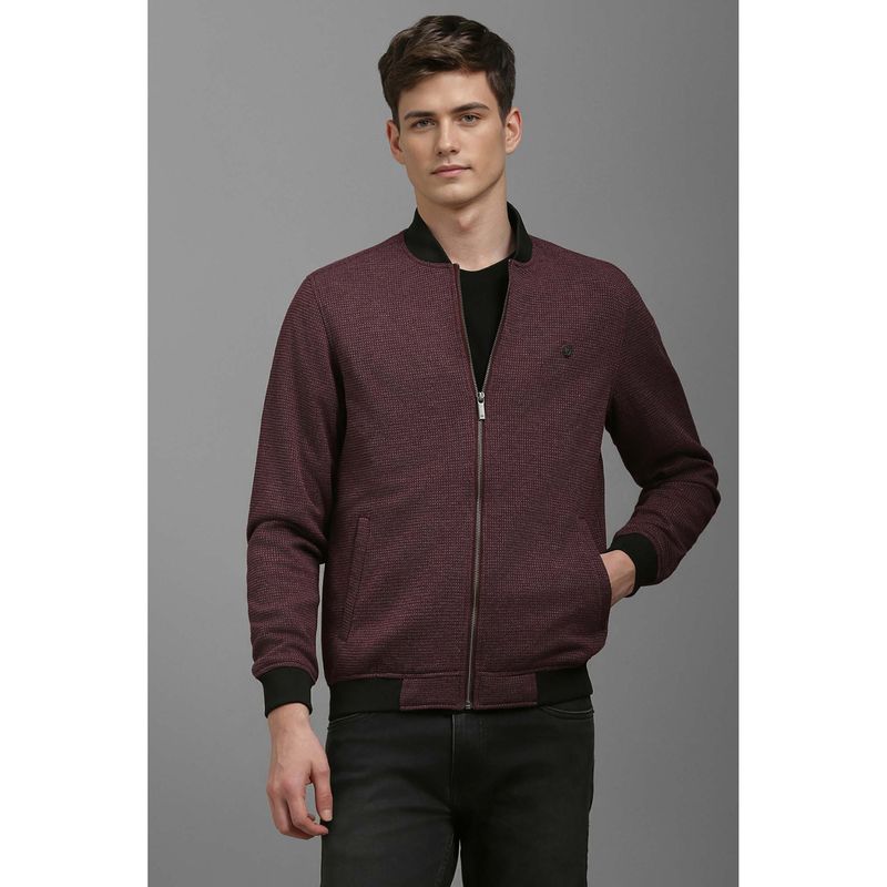 Louis Philippe Maroon Solid Regular Fit Jacket (XL)