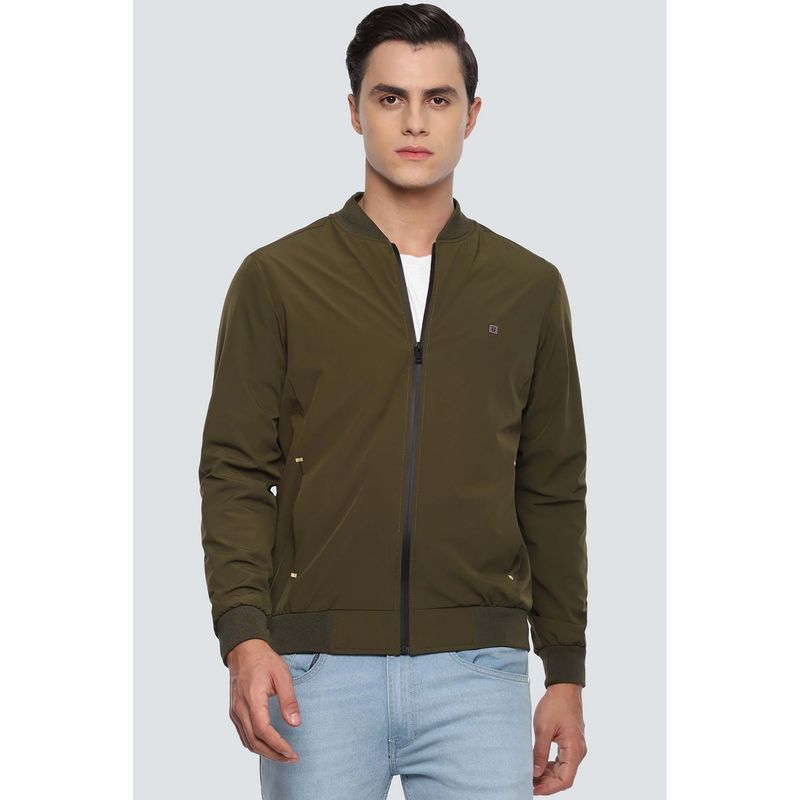 Louis Philippe Olive Solid Regular Fit Jacket (L)