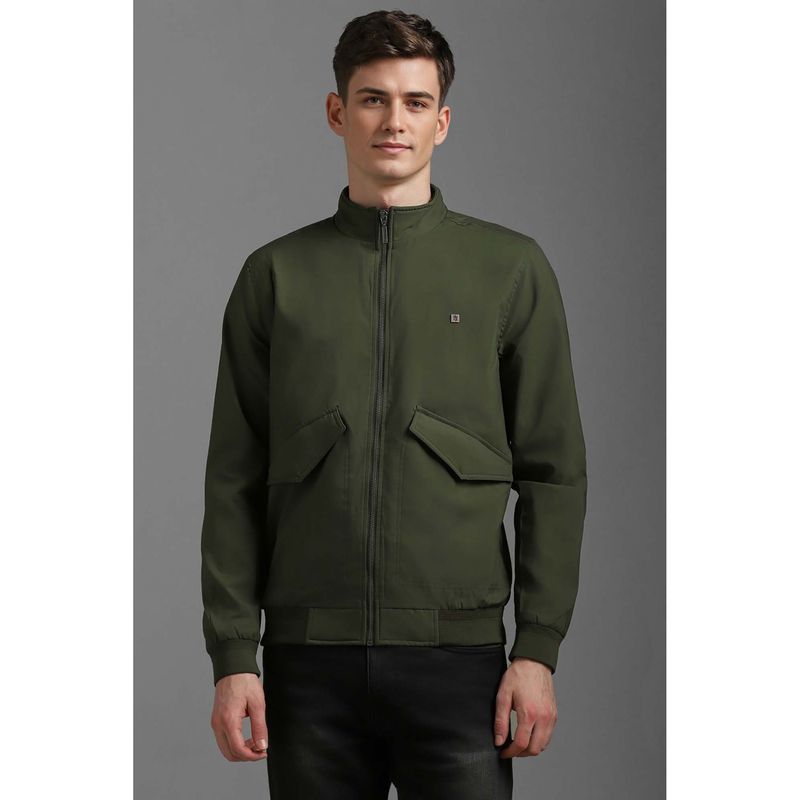 Louis Philippe Olive Solid Regular Fit Jacket (S)