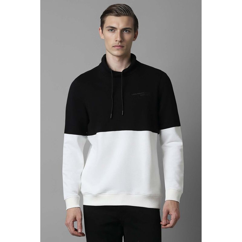 Louis Philippe Black Colorblock Regular Fit Sweatshirt (L)