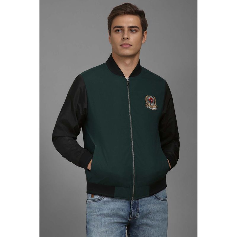 Louis Philippe Green Colorblock Regular Fit Jacket (S)