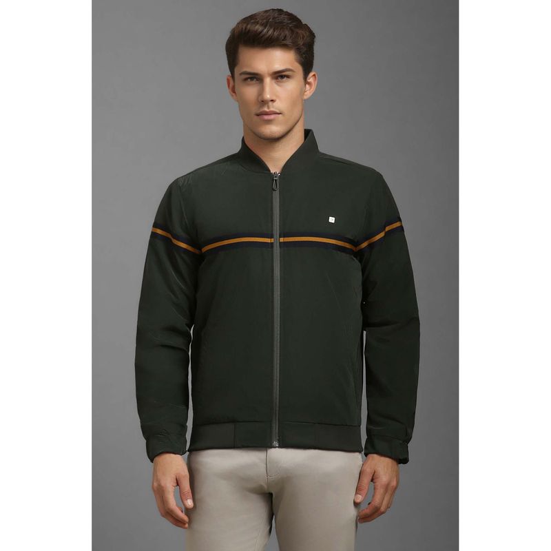 Louis Philippe Green Solid Regular Fit Jacket (S)
