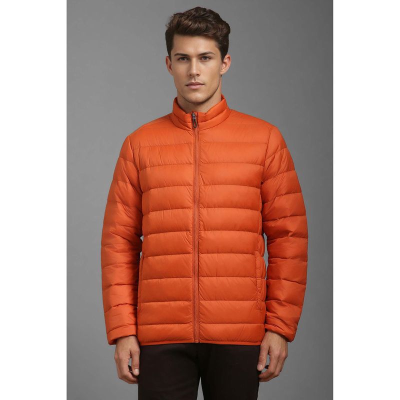 Louis Philippe Orange Solid Regular Fit Jacket (L)