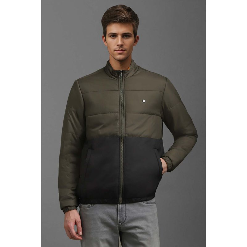 Louis Philippe Olive Colorblock Regular Fit Jacket (S)