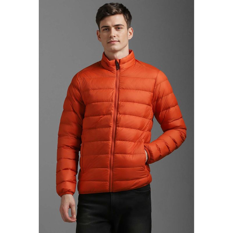 Louis Philippe Orange Solid Regular Fit Jacket (L)