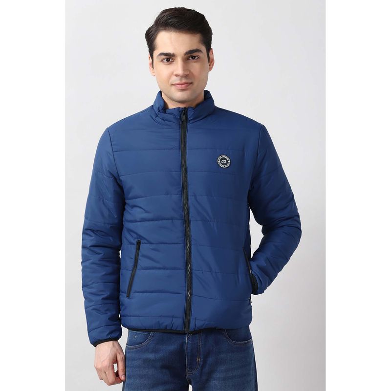 Peter England Blue Solid Regular Fit Jacket (XL)