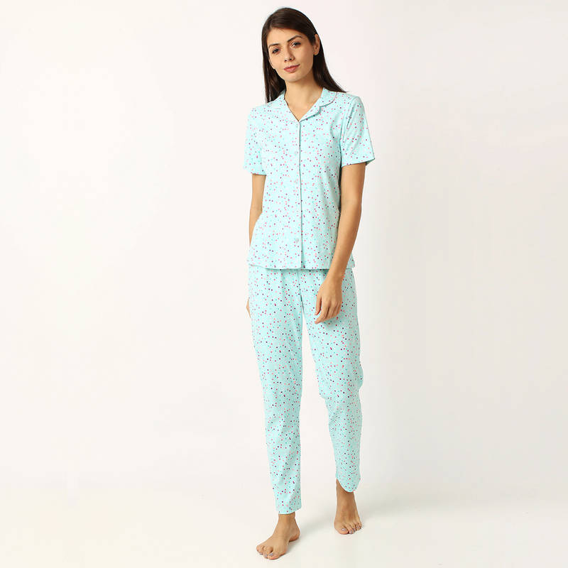 mackly Women Printed Night Suit - Green (XXL)