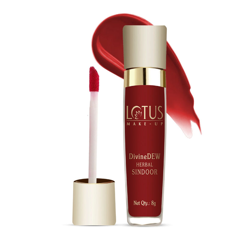 Lotus Make-Up Divine Dew Herbal Liquid Sindoor Rosy Blush, Water Resistant And Long Lasting - Maroon