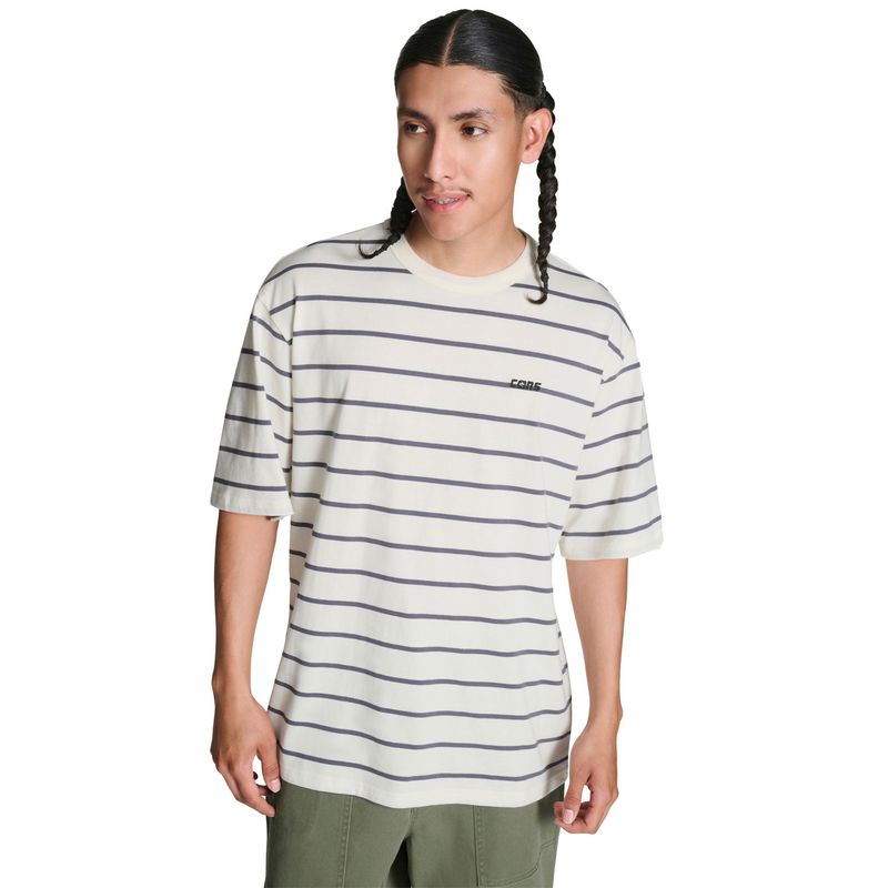 Converse Men White Cons Striped T-Shirt (S)
