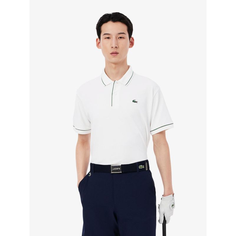 Lacoste Men White Heat Regulating Mini Pique Golf Polo Shirt (S)