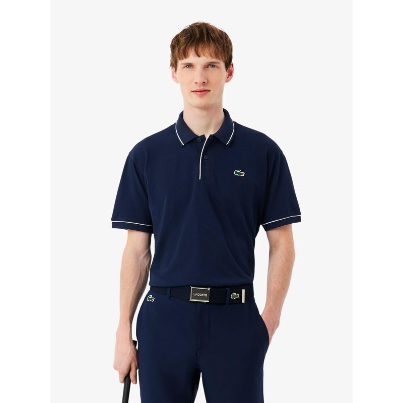 Lacoste Men Blue Heat Regulating Mini Pique Golf Polo Shirt (S)