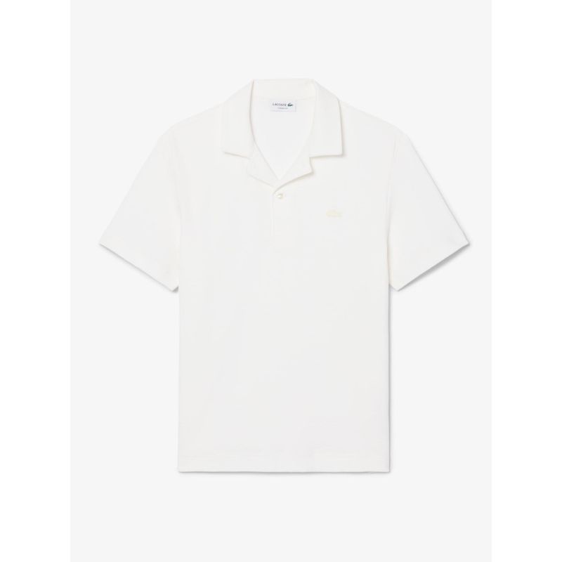 Lacoste Men White Classic Fit Textured Polo Shirt (S)