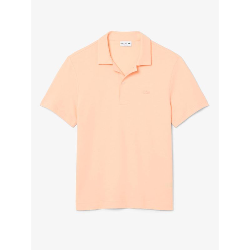 Lacoste Men Peach Classic Fit Textured Polo Shirt (S)
