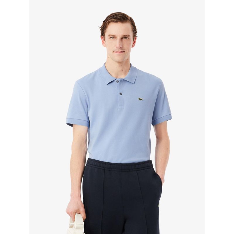 Lacoste Men Blue Regular Fit Cotton Pima Polo Shirt (S)