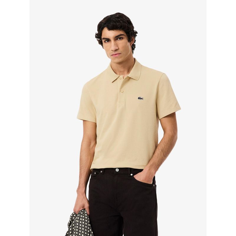 Lacoste Men Beige Regular Fit Cotton Blend Polo Shirt (S)