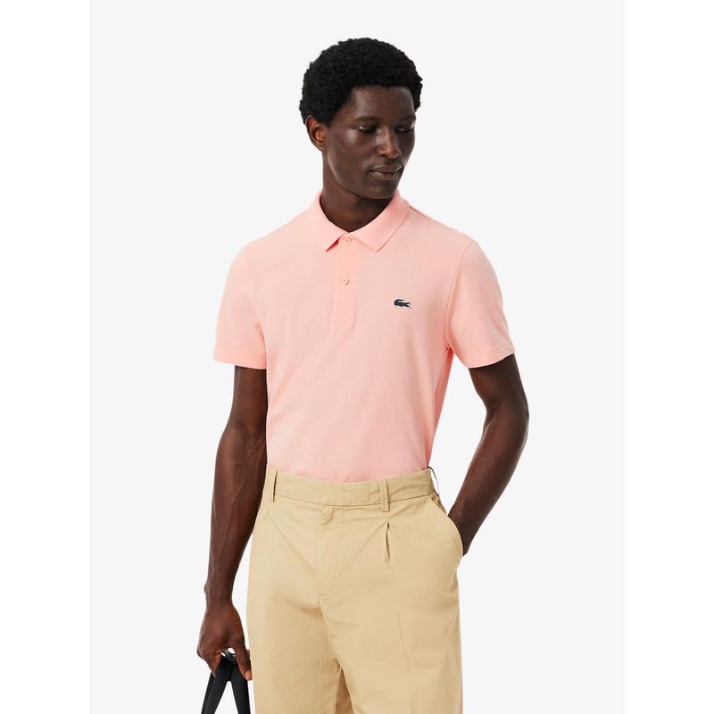 Lacoste Men Pink Regular Fit Cotton Blend Polo Shirt (S)