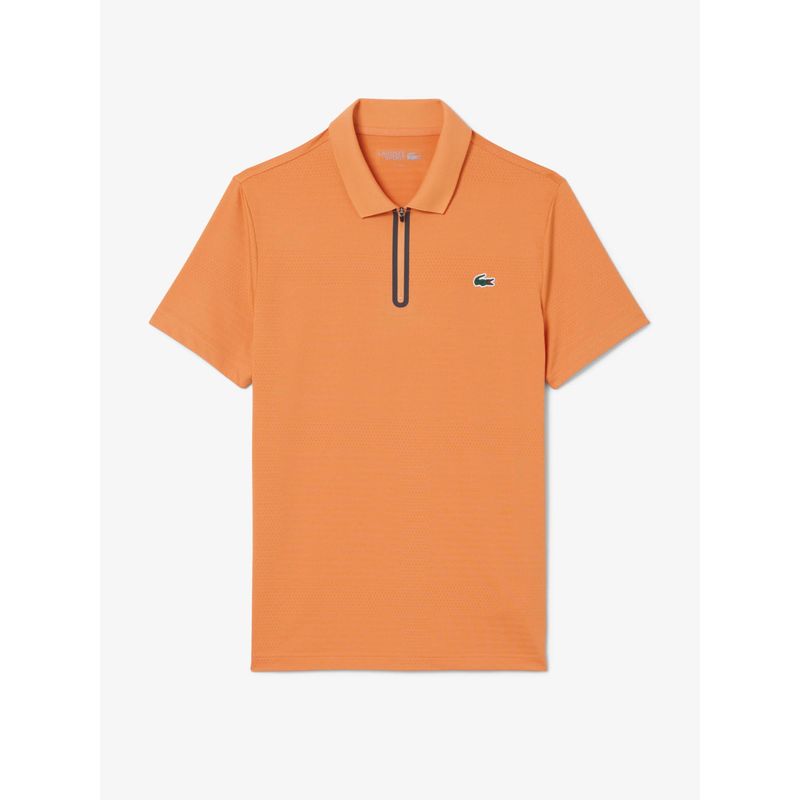 Lacoste Men Orange Ultra Dry Stretch Jacquard Tennis Polo Shirt (S)