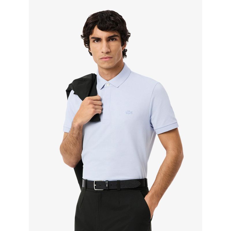 Lacoste Men Blue Regular Fit Paris Stretch Pique Polo Shirt (S)