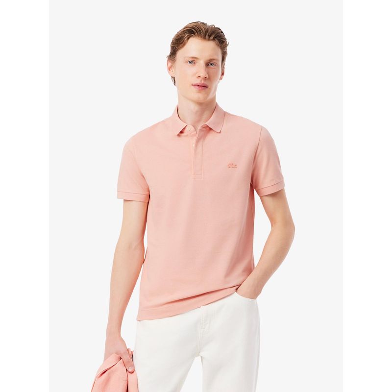 Lacoste Men Pink Regular Fit Paris Stretch Pique Polo Shirt (S)