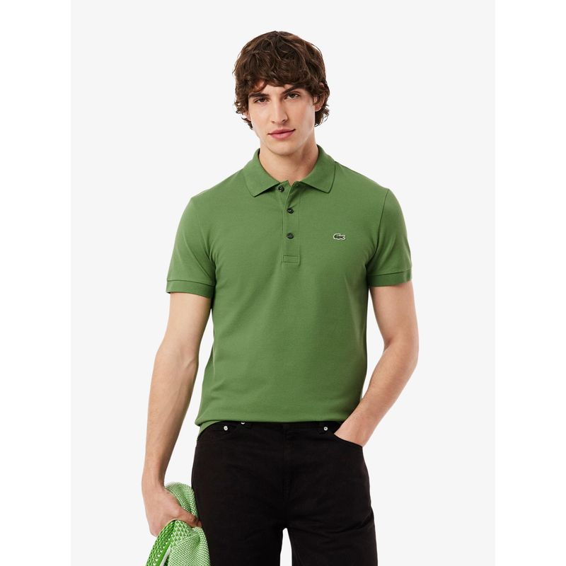 Lacoste Men Green Slim Fit Stretch Petit Pique Polo Shirt (S)