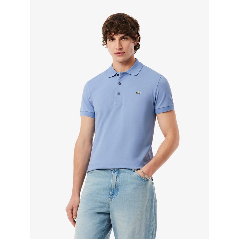 Lacoste Men Blue Slim Fit Stretch Petit Pique Polo Shirt (S)