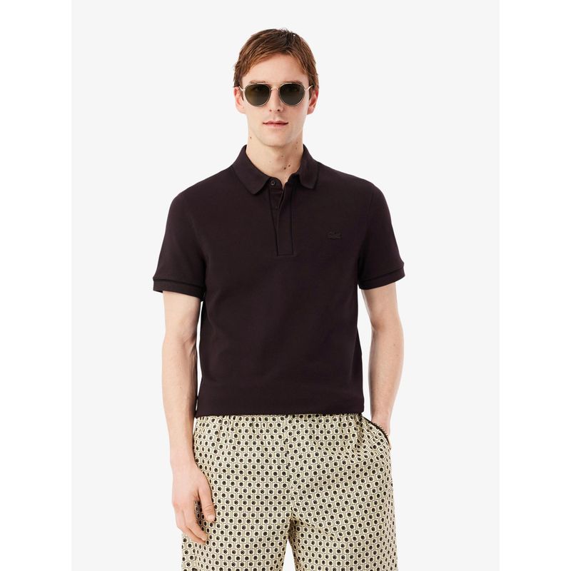 Lacoste Men Brown Regular Fit Paris Stretch Pique Polo Shirt (S)