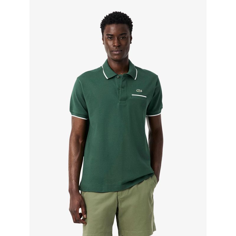 Lacoste Men Green Classic Fit Pocket Accent L.12.12 Polo Shirt (S)
