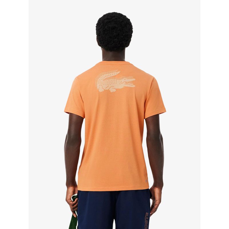 Lacoste Men Orange Ultra Dry Lacoste Logo Graphic Sport T-shirt (S)