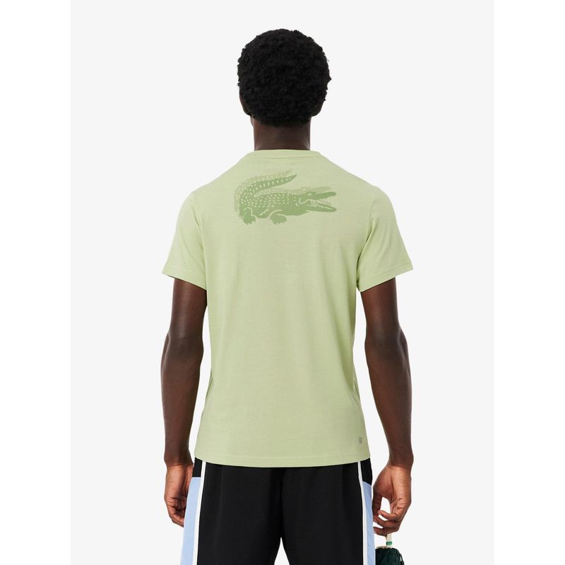 Lacoste Men Green Ultra Dry Lacoste Logo Graphic Sport T-shirt (S)