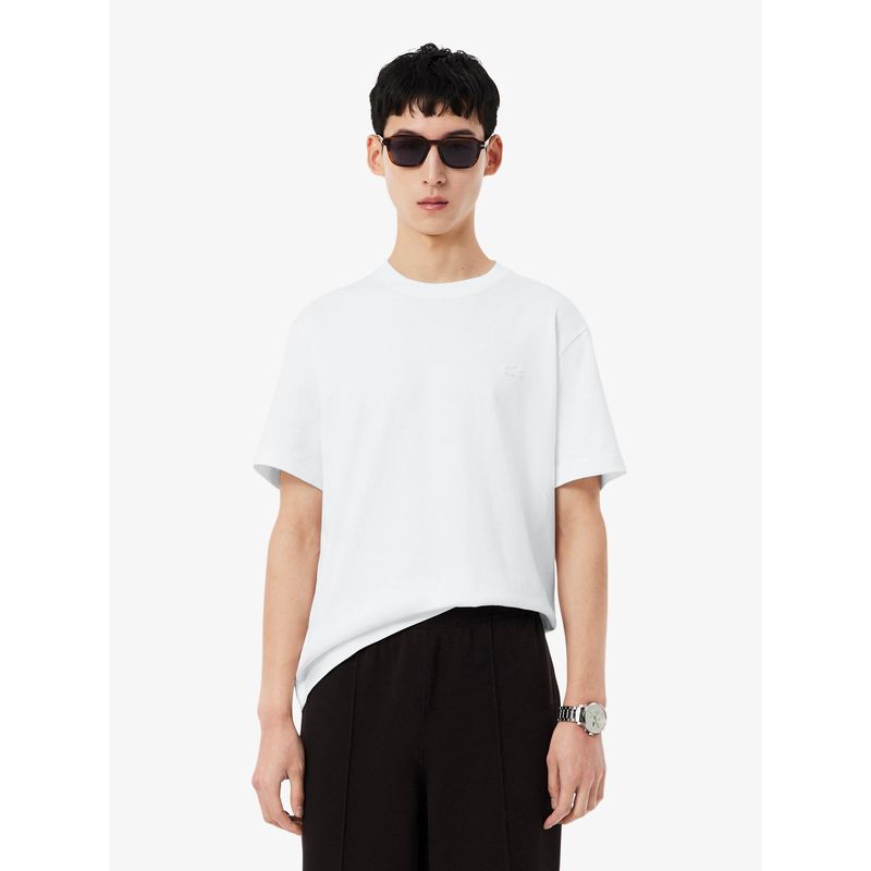 Lacoste Men White Printed Jersey T-shirt (S)