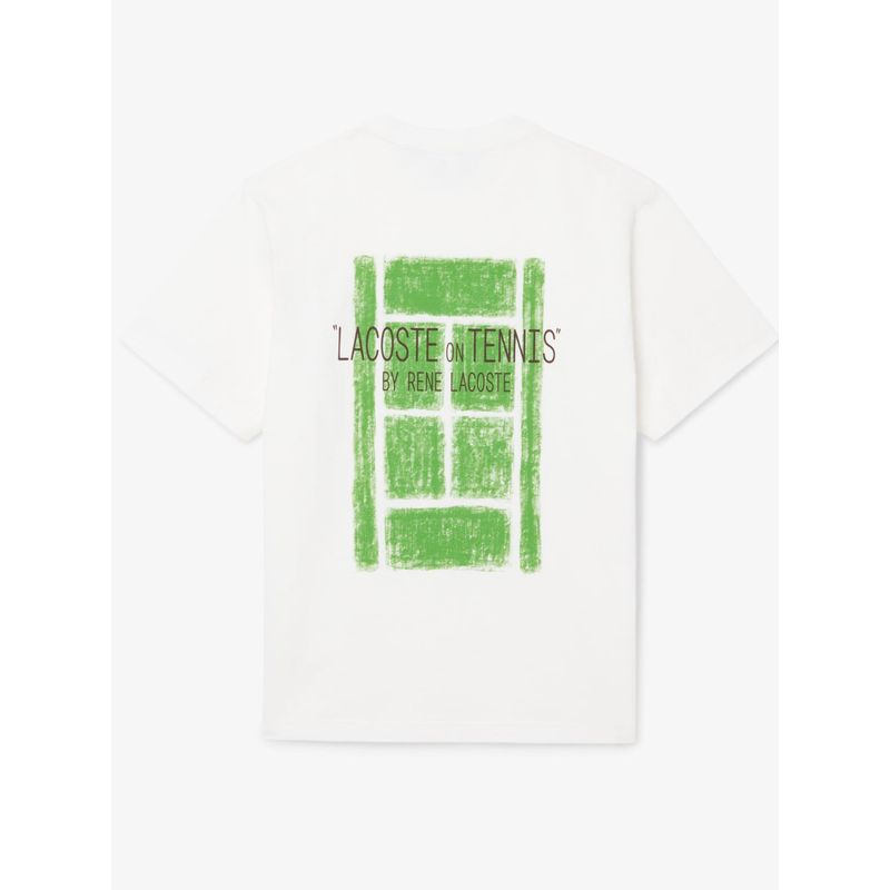 Lacoste Men White Printed Cotton T-shirt (S)