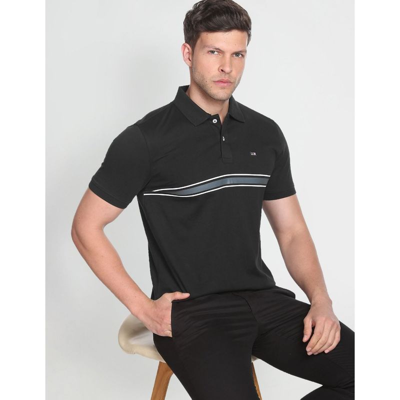 Arrow Sports Striped Jersey Cotton Polo Shirt (L)