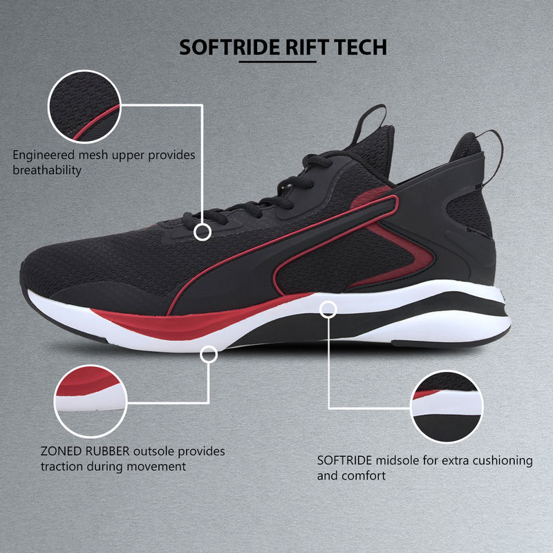 Puma Softride Rift Tech Mens Black Walking shoes - 6(UK 6)