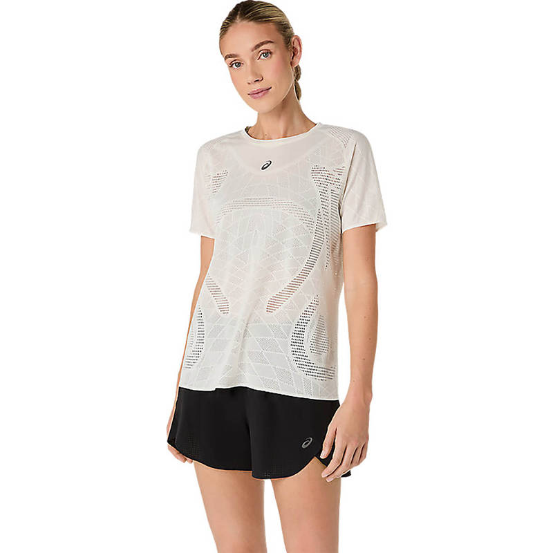 ASICS Cream Metarun Ss T-Shirt (XS)