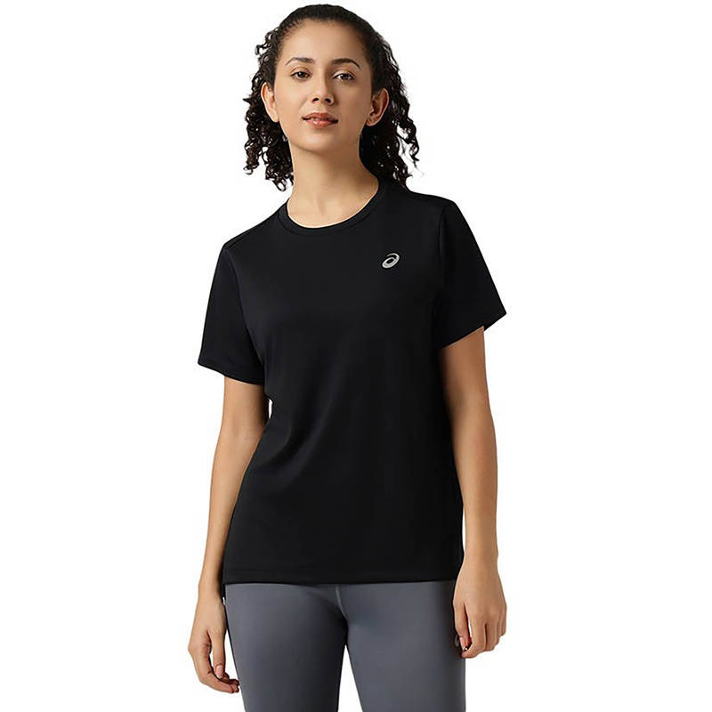 ASICS Black Slant Seam Motion Ss T-Shirt (XS)