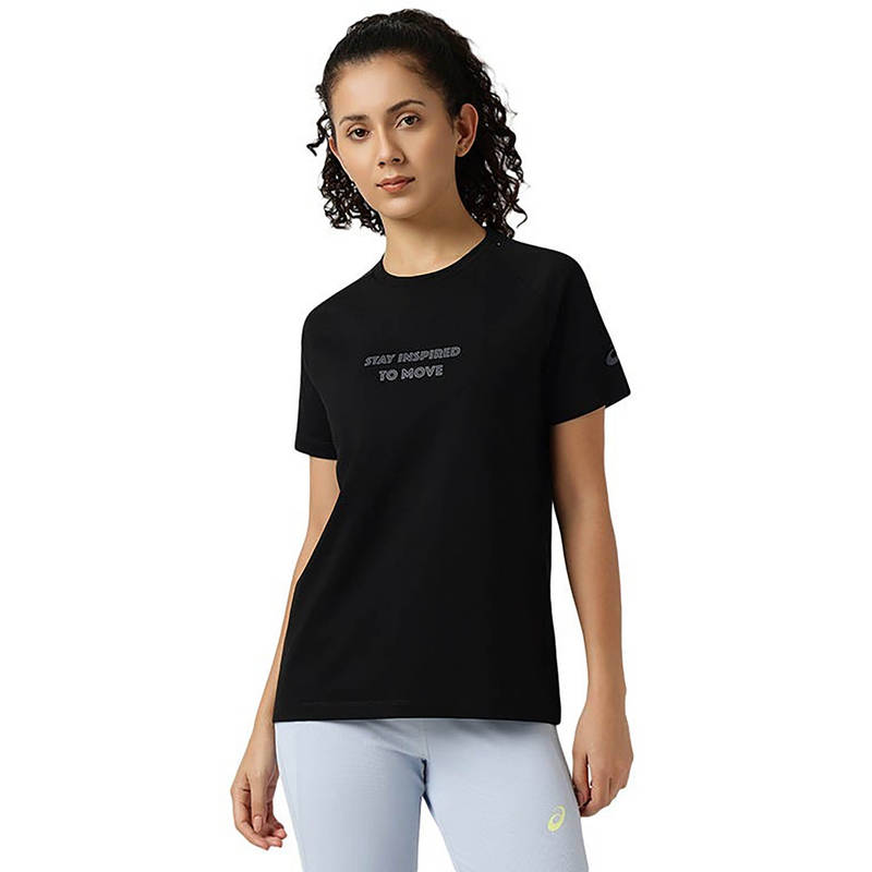 ASICS Black Chest Graphic Raglan Ss T-Shirt (XS)