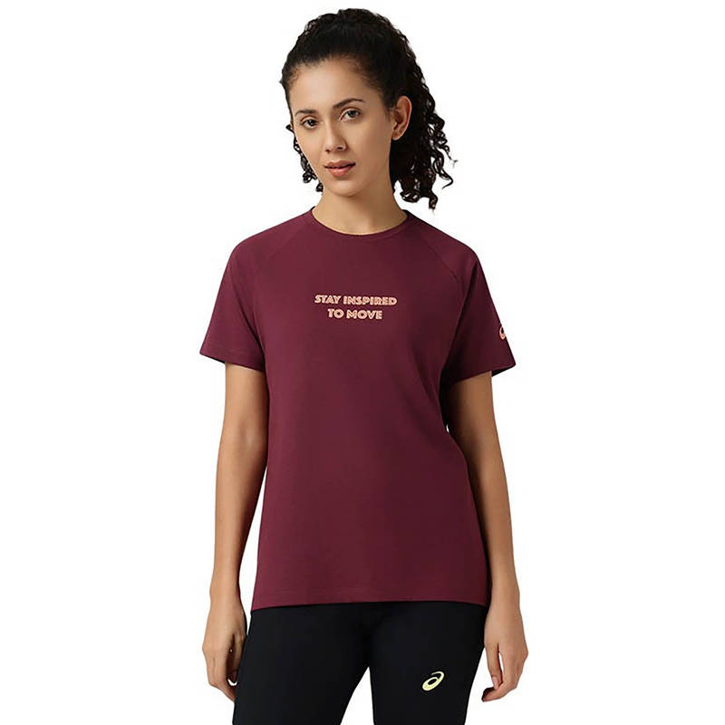 ASICS Wine Chest Graphic Raglan Ss T-Shirt (XS)