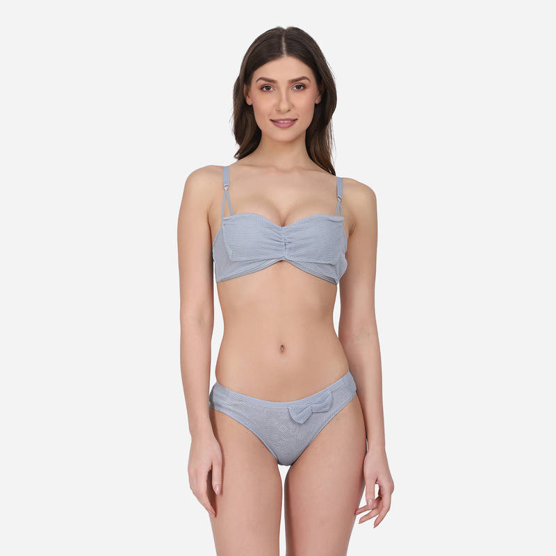 Da Intimo Lace Lingerie Set - Grey (36B)