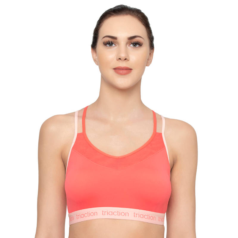 Triumph Balance Tops Padded Wireless Low Intensity Workout Sports Bra - Pink (XL)