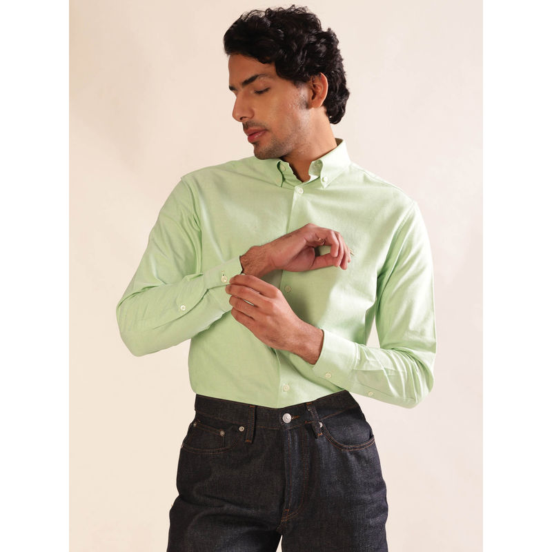 Andamen Regular Fit Men Green Full Sleeve Button Down Casual Shirt (M)