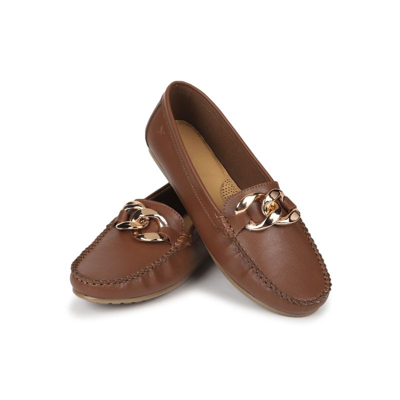 Yoho Tan Bliss Comfortable Loafers for Women (UK 3)