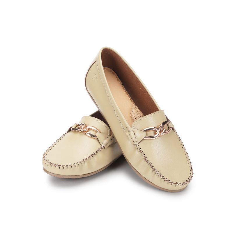 Yoho Beige Bliss Comfortable Loafers for Women (UK 4)