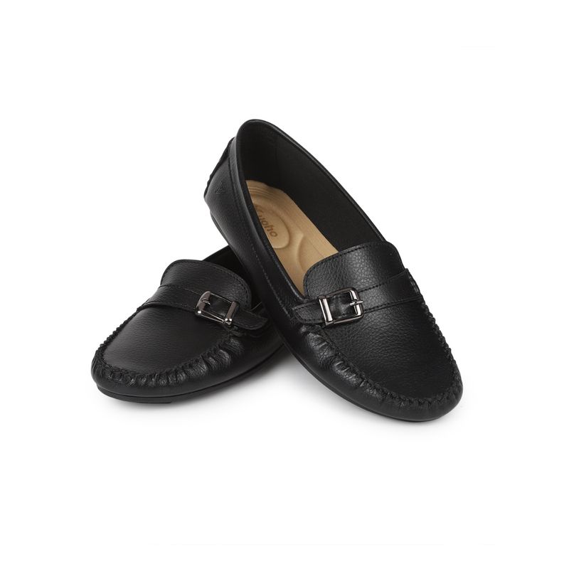 Yoho Black Bliss Comfortable Loafers for Women (UK 3)