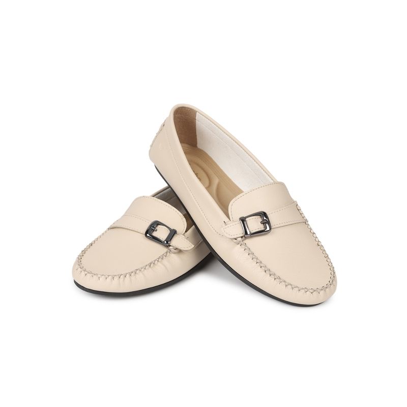 Yoho Beige Bliss Comfortable Loafers for Women (UK 7)