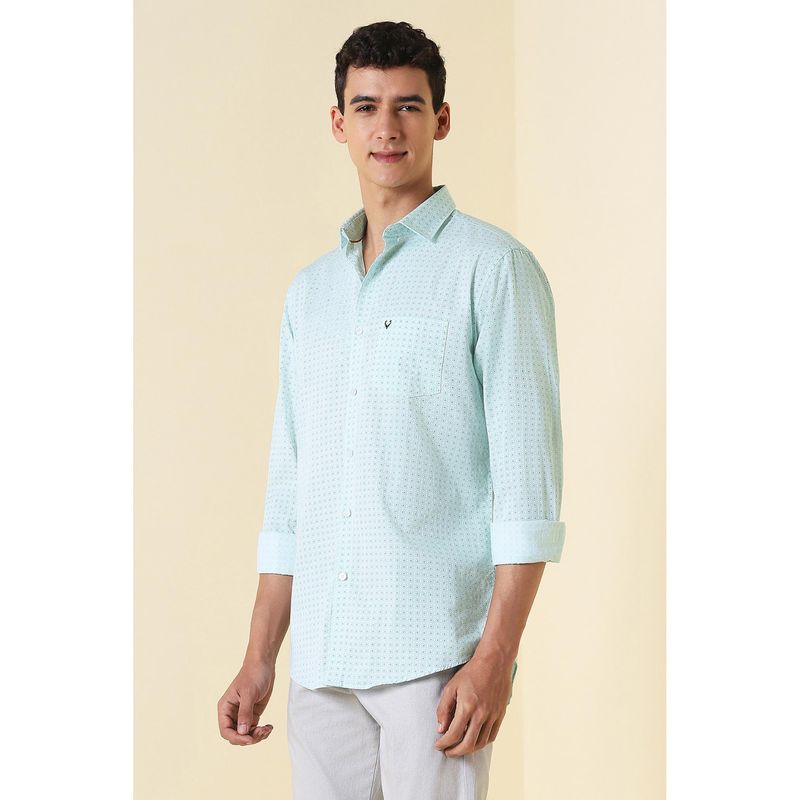 Allen Solly Men Light Green Print Full Sleeves Casual Shirt (39)