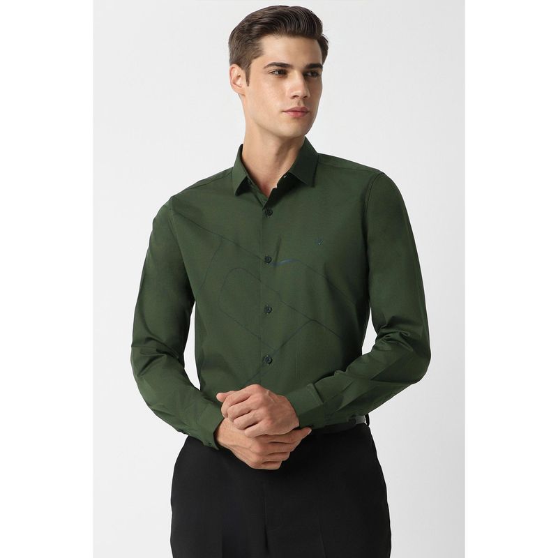 Allen Solly Men Olive Slim Fit Solid Full Sleeves Formal Shirts (39)